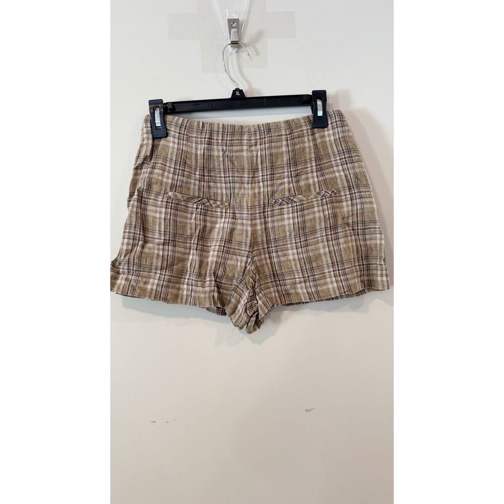 Veronica Beard Jazmin Short Size 4 Plaid Sage Multi Linen Flat Front $378 - Picture 6 of 12